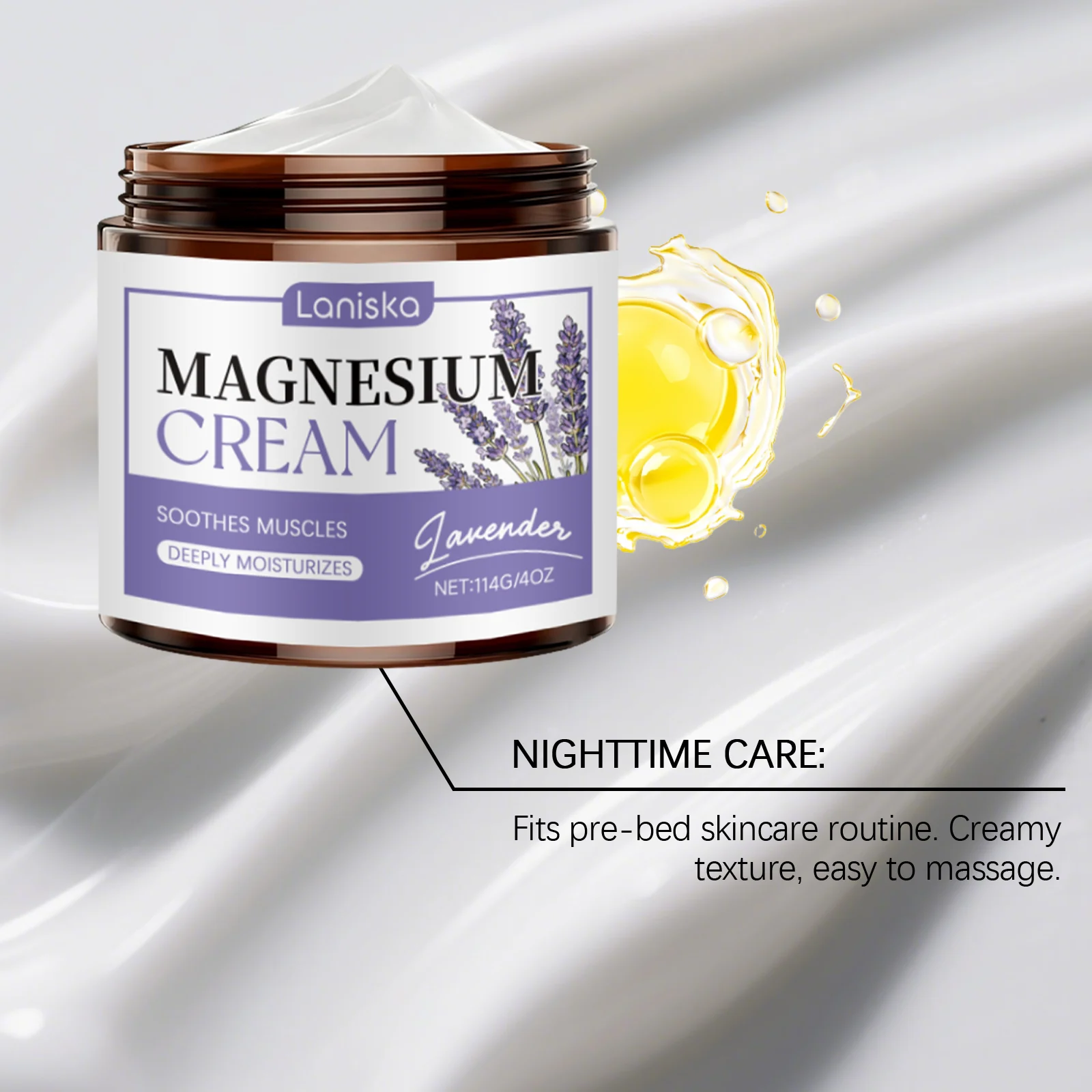Laniska Lavender Body Cream for Muscle Relief, Deep Hydration & Sleep Support 8 lavender body moisturizing cream lan 945es2s3 desc 8